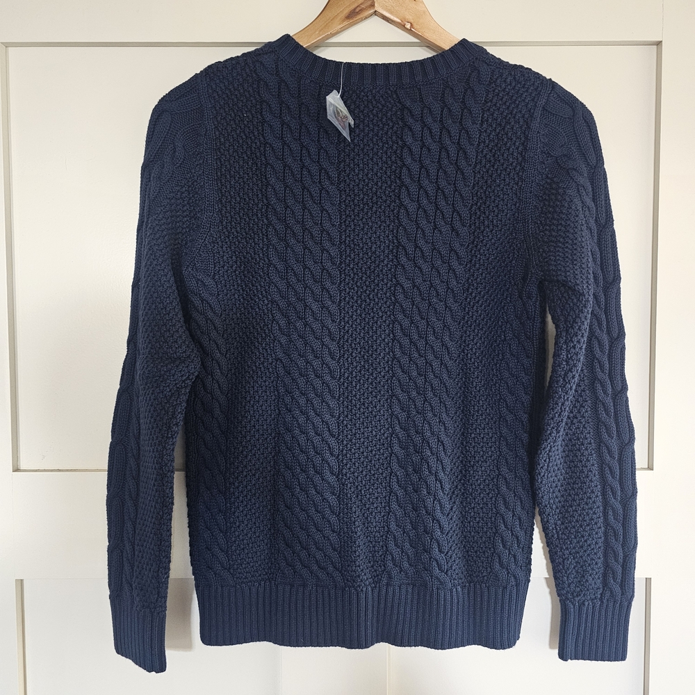 L.L. Bean Navy Blue Cable-Knit Button Front Cardigan - Picture 3 of 9